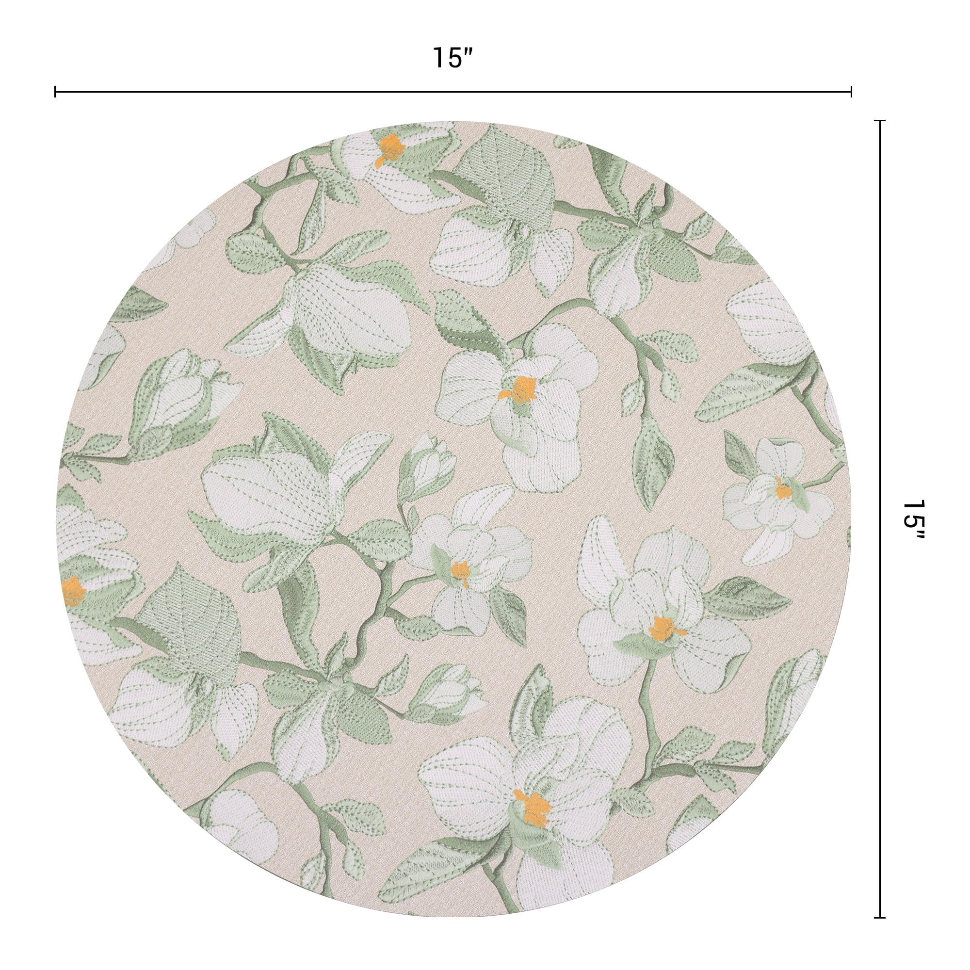 Unique Bargains 6pcs Faux Leather Floral Placemats Grass Green 13"x13"