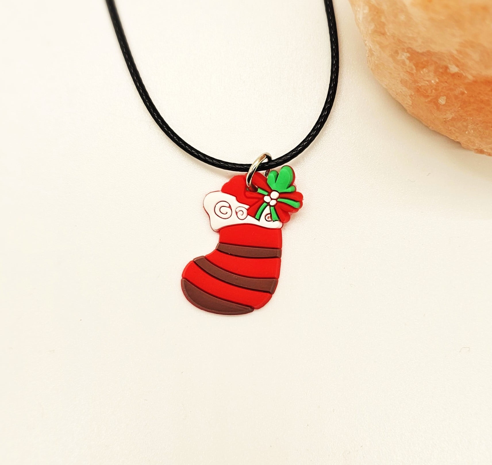 Omodo Black Rope, Christmas Stocking Charm, Necklace. Men/Women