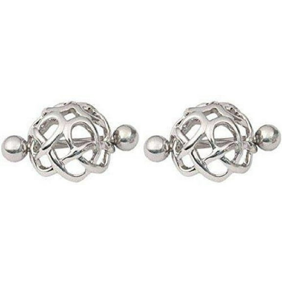 Nipple Rings Barbell Surgical Steel Nipple Bar Carved Celtic Mesh Pair
