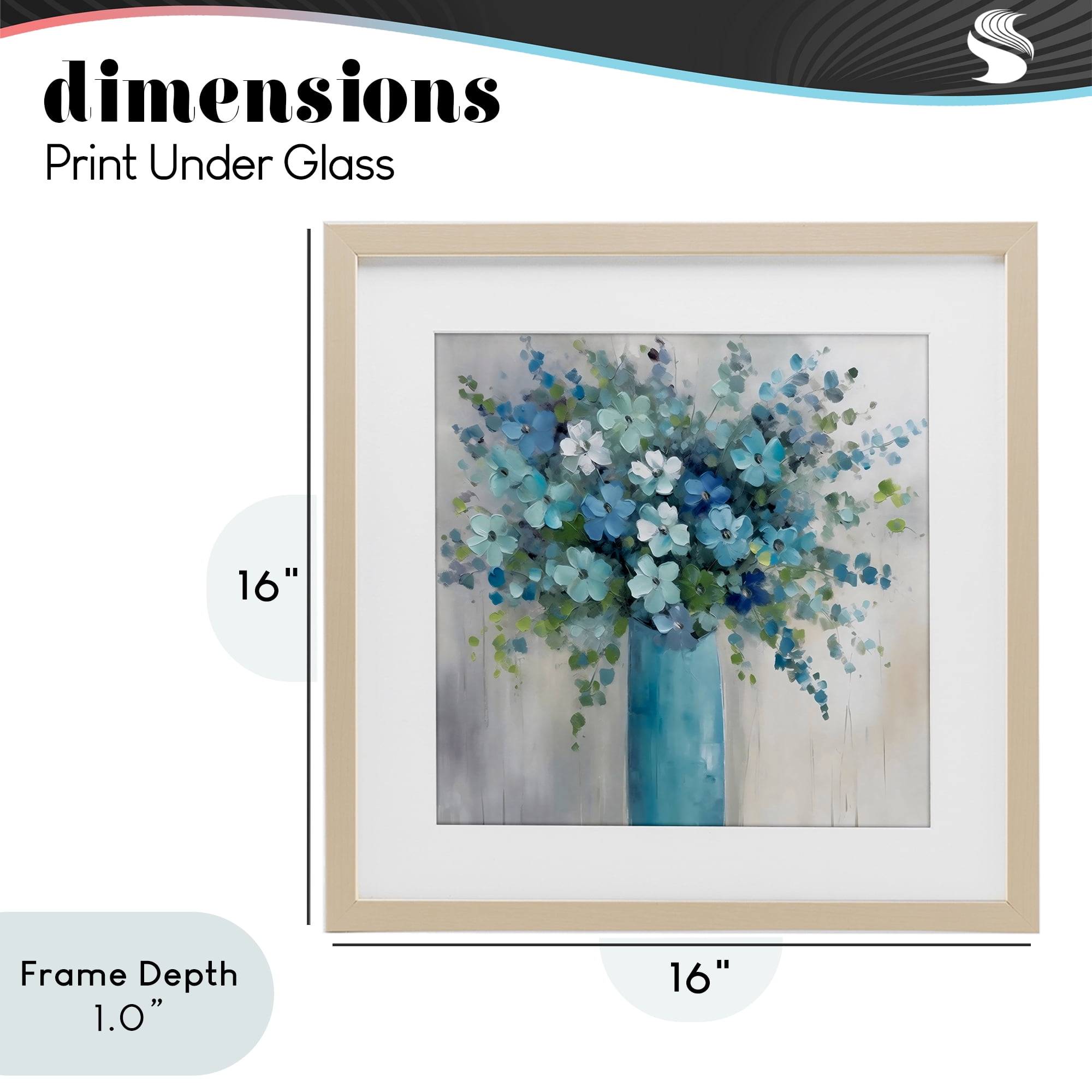 Stupell Industries Indigo Bouquet in Blue Vase Birch Framed Print Under Glass, design by Creative Studio