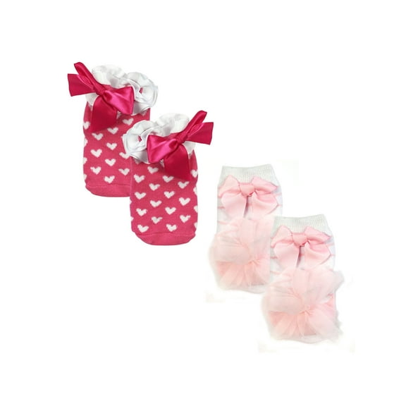 Wrapables® Non-Skid Sweetheart Bows and Ruffles Socks (Set of 2)