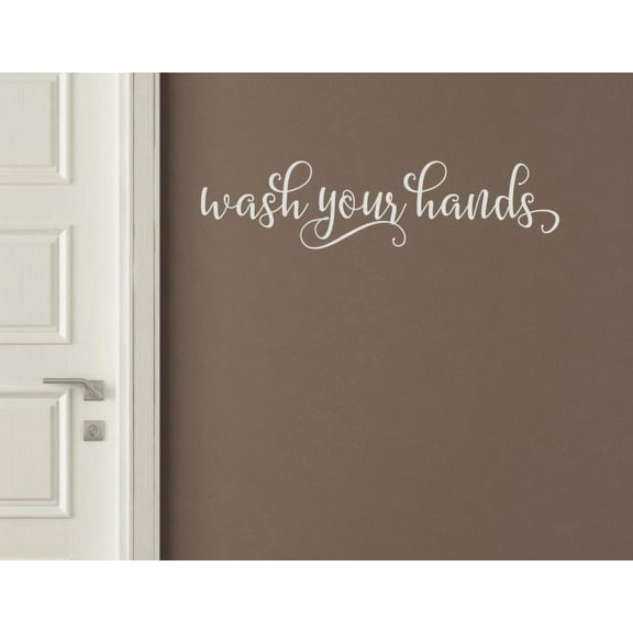 Bathroom Wall Decals Sticker Wash Your Hands Decor Art Wall Quotes 23x6-Inch Light Gray