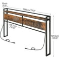 thumbnail image 4 of HOOBRO King Size Headboard with 2 Outlets and 4 USB Ports Adjustable Height Storage Rack Rustic Brown and Black BF98UBH01, 4 of 9
