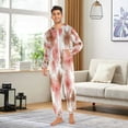 thumbnail image 5 of 1 Piece Adult Onesie Pajamas Cozy & Loose-Fit Sleepsuit Loungewear with Pockets Pink and Brown Tie-dye Flowers XXX-Large, 5 of 7