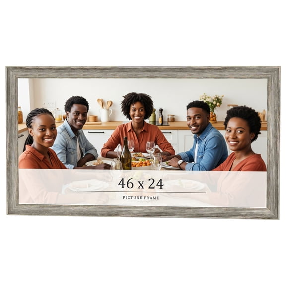 46x24 Frame Grey Solid Wood Picture Frame Width 1 Inches | Interior Frame Depth 0.5 Inches |
