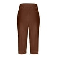 thumbnail image 5 of TANGQIOP Women'S Causal Pants Clothes Knit 3/4 Length Slim Elasticized High Waisted Drawstring Pocket Athletic Solid Color Capris Brown S, 5 of 6