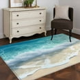 thumbnail image 3 of Summer Beach Coastal 4x6 Area Rugs, Watercolor Seaside Waves Ocean Non-Skid Rubber Backing Large Rectangle Rugs - Living Room Bedroom Home Office, Indoor Floor Mat Carpets Washable Rug, 3 of 9