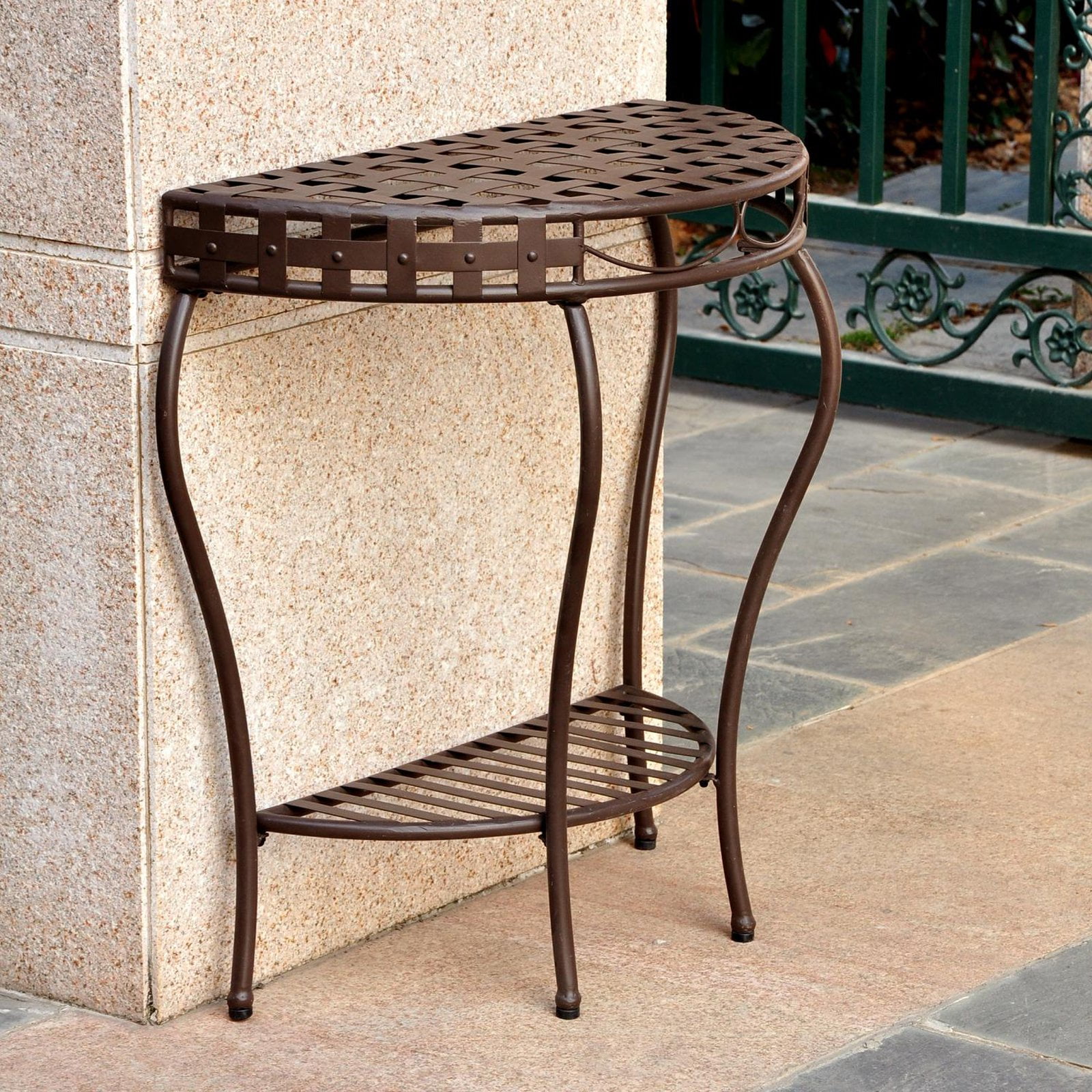 International Caravan Santa Fe Outdoor Half Moon Patio Console Table International Caravan Santa Fe Outdoor Half Moon Patio Console Table