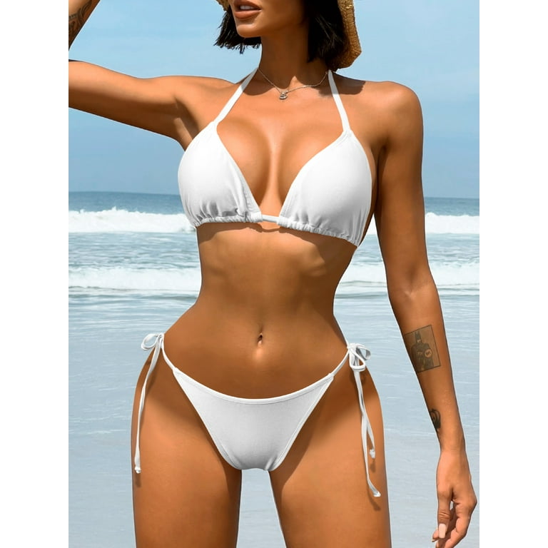 sexy ring hollow color block micro mini bikinis sets two pieces bathing  suit beach wear women thong swimsuits biquini / Swimwears