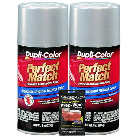Dupli-Color Satin Silver Metallic Honda Perfect Match Automotive Paint (8 oz.), Bundles with Prep Wipe (3 Items)