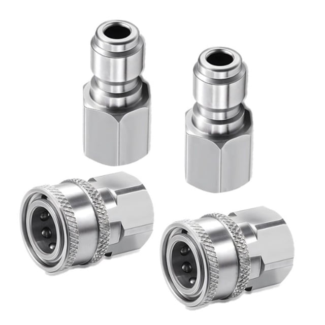 Bgsha Ensemble de Raccords Rapides pour Nettoyeur Haute Pression en Acier Inoxydable 3/8or1/4 (Argent)