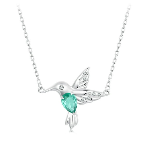 Hummingbird Silhouette Necklace - 925 Silver Adjustable Chain Delicate Pendant Jewelry for Women