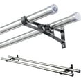 thumbnail image 1 of Double Curtain Rod with Cap Finials 76-112 cm, Curtain Pole with Brackets Fittings Set Window Poles for Living Room&Outdoor, 1 of 4