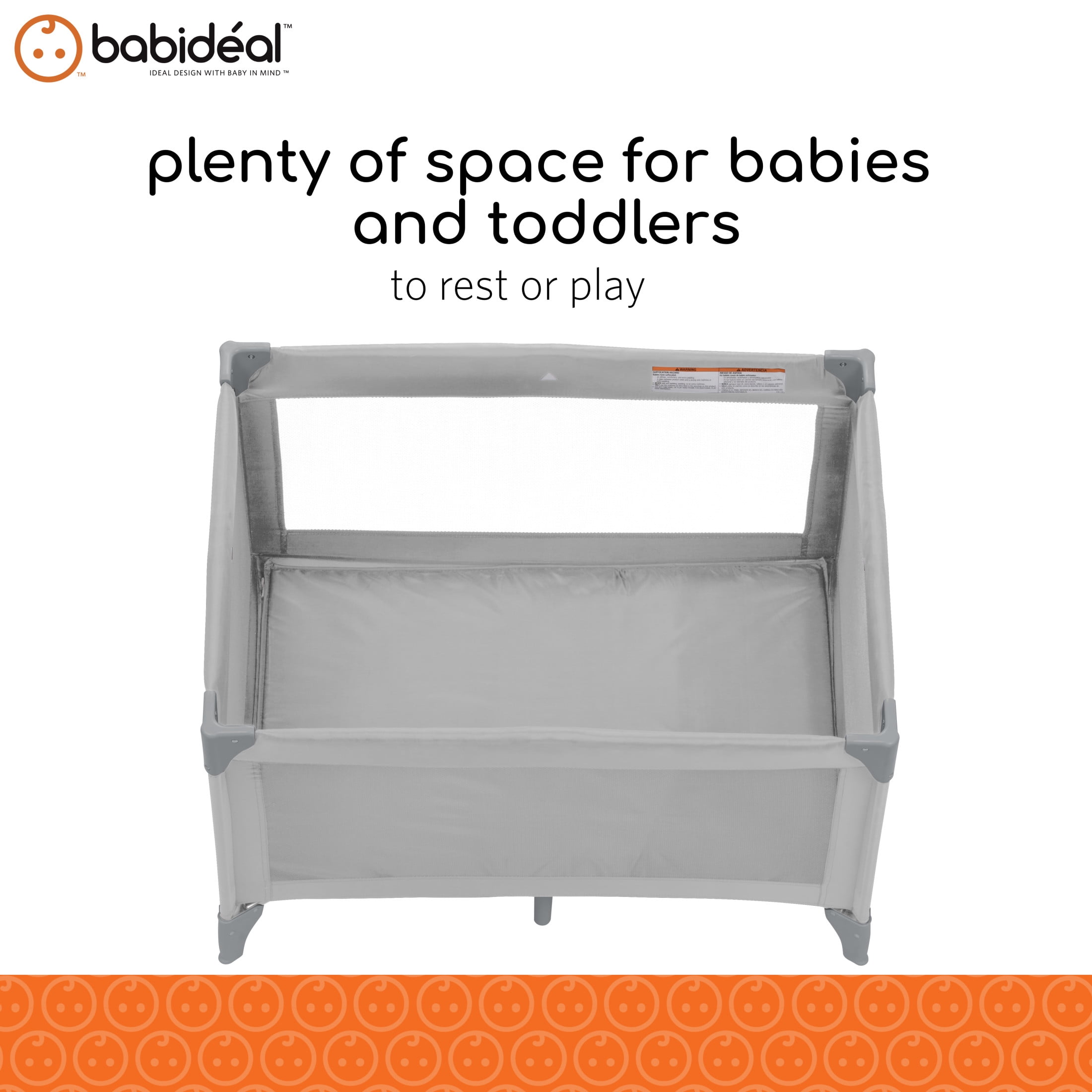 Babideal Portable Baby Play Yard with Mesh Sides and Padded Mat, Arctic Grey