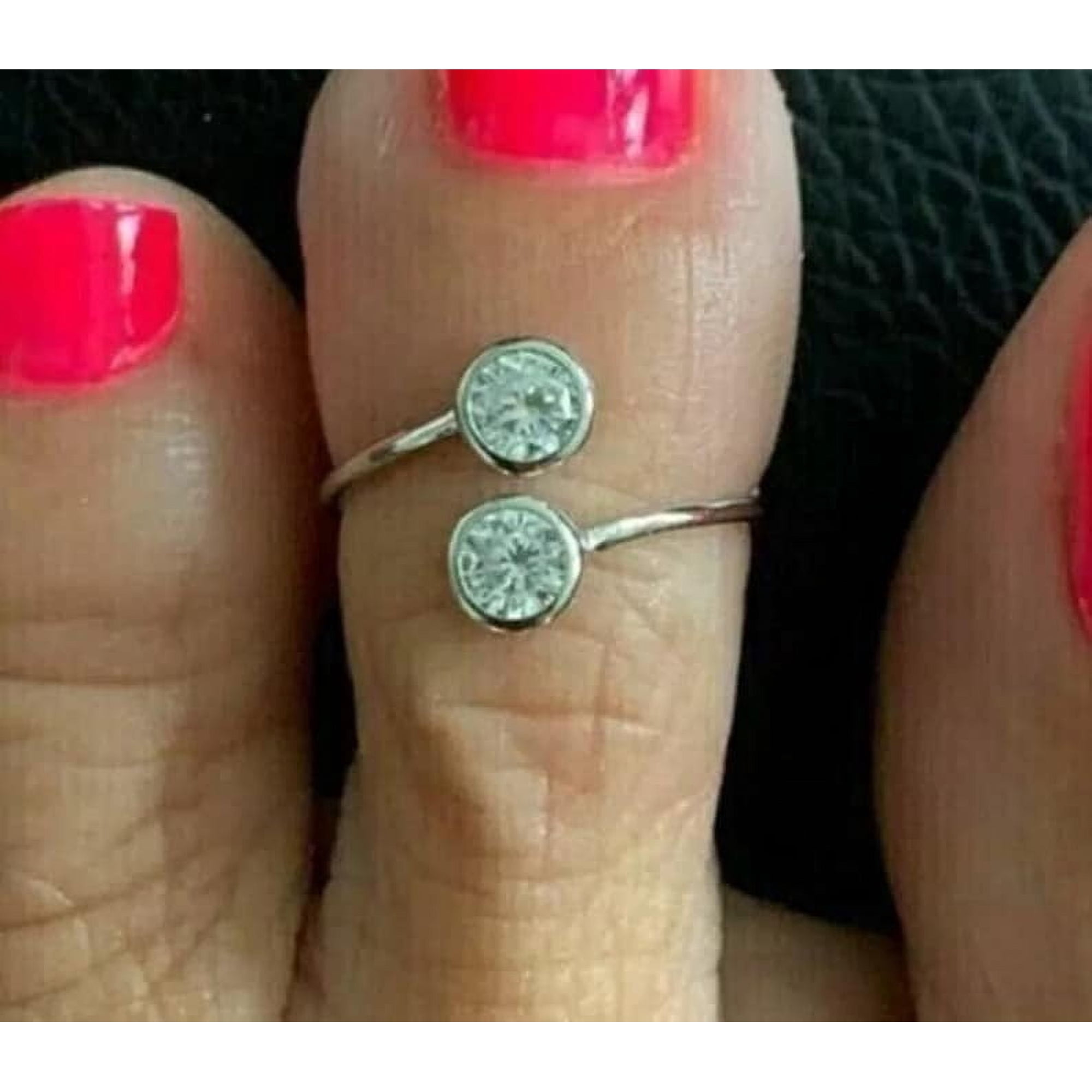 0.50 Ct Bypass Women's Toe Ring Round Cut Simulated Diamond Toe Ring 14k White Gold Silver Plated Adjustable Toe Ring Valentine's Day Gift