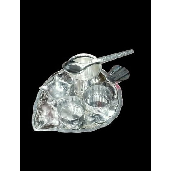 german silver 6 Items Pooja Thali Set for housewarming/ festivals