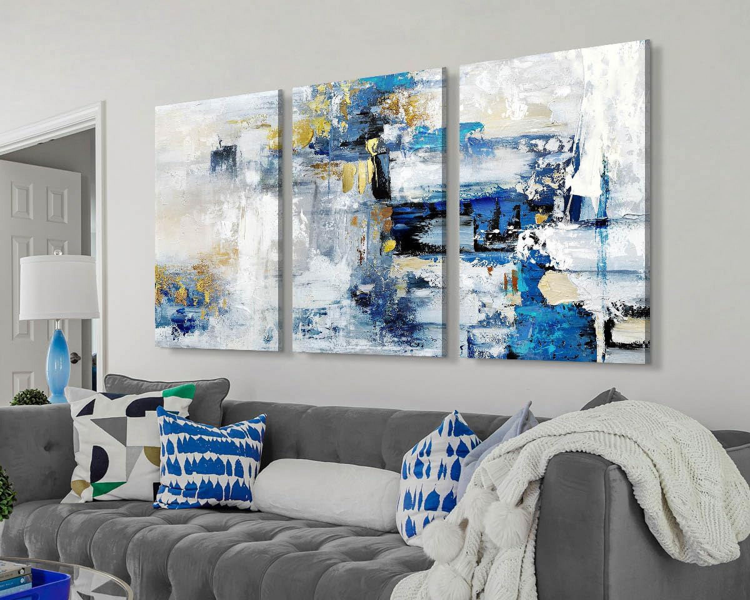 Paintings Living Room Office Wall Art Large Canvas Wall Pictures Navy Blue Artwork for Walls Modern Art Wall Decor Abstract Painting Huge Wall Decorations Dining Room Bedroom Artwork