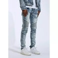 thumbnail image 4 of Crysp Denim Men's Skywalker Moto Distressed Rips Skinny Fit Stretch Denim Jeans (36, Light Blue), 4 of 6