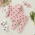 thumbnail image 3 of Baby Girl Winter Clothes Toddler Girls Long Sleeve Romper and Pant Headband Outfits 3pcs Set for 3-6 Months, 3 of 7