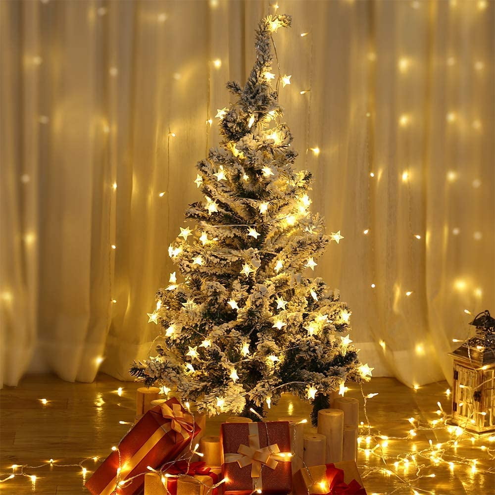 1.5m 20 LED Star Cone Garland Battery Xmas Operated Light Chain Christmas Indoor 