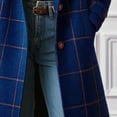 thumbnail image 3 of Women's Retro Lapel Long Plaid Coat 2025 Fall Winter Casual Elegant Double-breasted Work Suit Jacket, 3 of 8