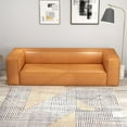 thumbnail image 2 of Aurora 94" Mid Century Modern Tight Back Genuine Leather Sofa Couch for Living Room Bedroom Apartment Dorm Office, Tan, 2 of 6