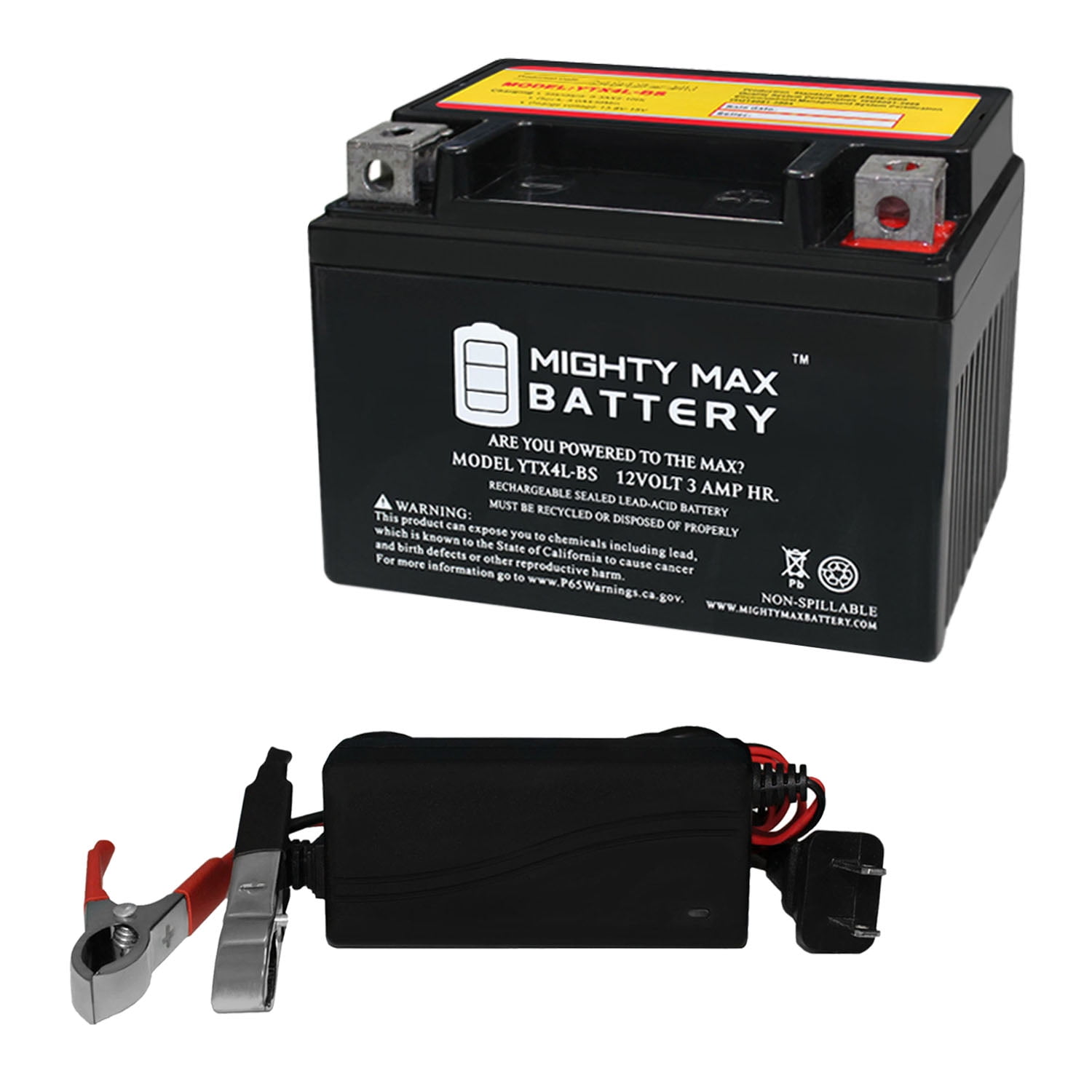 Mighty Max Battery YTX4L-BS Battery for ATV Quad Dirt/Pit Bike 50/70/110/125 CC 2 Pack Brand Product 