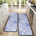 thumbnail image 4 of Kitchen Rugs Sets Of 2,Blue Ethnic Geometric Pattern Anti Fatigue Kitchen Mat Rugs Non Slip Washable,Decorative Kitchen Floor Mats for Kitchen,Sink,Laundry,17"x47"+17"x47", 4 of 5