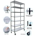 thumbnail image 2 of 7 Tier Metal Shelf Wire Shelving Unit, 2450Lbs Heavy Duty Adjustable Storage Rack With Wheels & Shelf Liners For Closet Kitchen Garage Basement Commercial Shelving - 81.5" H X 48" L X 18" D Black, 2 of 5