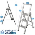 thumbnail image 3 of Sorfey 3-Step Folding Step Ladder Aluminum Foldable Step Stool Step Platform, 3 of 8