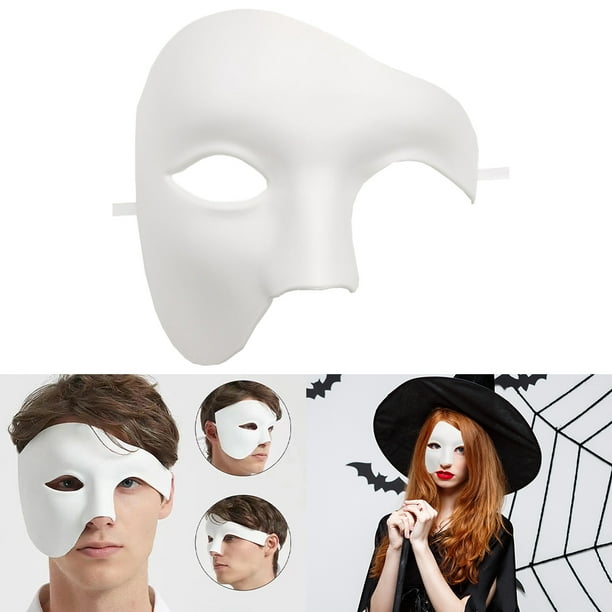 Máscara Fantasma Media Cara Tuerta Del Carnaval Halloween Europeo Y Americano Máscara Antigua Del Club Nocturno Del Partido Del Fantasma La Ópera (Blanco) 【Blanco】