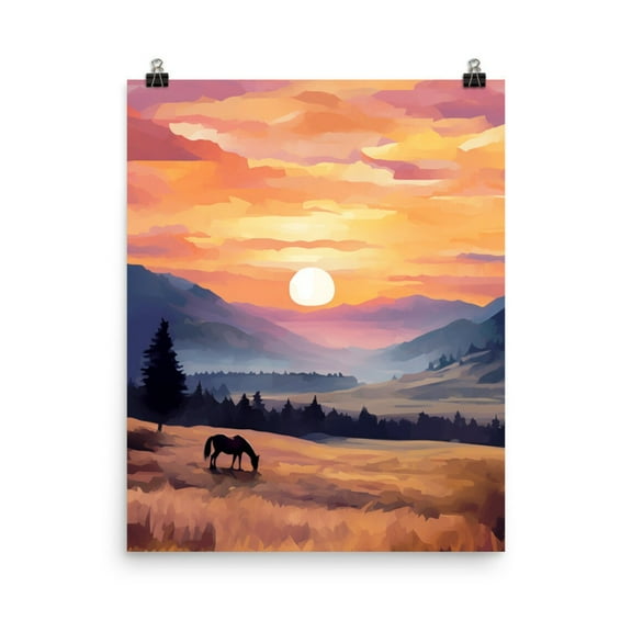 Bitterroot Mountains Sunset Print, Montana Landscape Wall Art, American Nature Decor, Us Travel Poster, Rustic Western Artwork Home Decor #3690, Unframed Poster Size 8x12