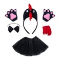 thumbnail image 1 of Disfraz de animal de pollo, 5 unidades/juego, Pascua, para vacaciones, cosplay, fiesta de Halloween, niñas Negro, 1 of 8