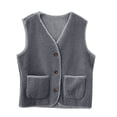 thumbnail image 4 of Women's Velvet Two In One Lapel Sleeveless Vest Jacket Faux Fur Like Winter Fashion, 4 of 6