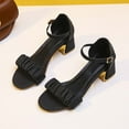 thumbnail image 3 of WIZUTIZ Peep-Toe Heels for Women Comfortable Sandals for Women Outdoor Comfort Stretch Beach Sandals Buckle Summer Shoes Mid Heel (2"-3") Medium Solid Sandals for Ladies 4th of July Gifts Prime Black, 3 of 4