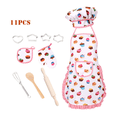 thumbnail image 1 of Conjunto de delantal y gorro de chef para niños, disfraz de chef para niños y niñas, ideal para repostería y jardinería, regalo de Navidad para niños, 11 piezas, 1 of 5