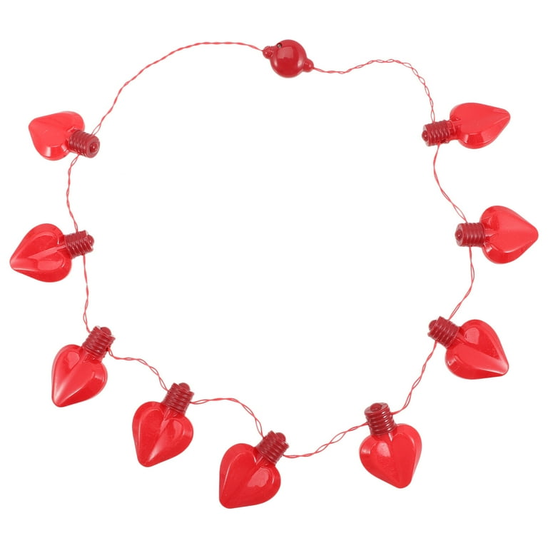 Necklace Heart Light Party Led Bulb Up Valentine Flashing Glow Valentines Props Luminous Christmas Day Shaped S Bulbs