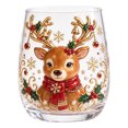 thumbnail image 2 of 2D Christmas Glass Cup, Festive Printed Holiday Drinkware with Santa Snowman Reindeer or Christmas Tree, Clear Glass for Winter Parties, Dinner Tables and Christmas Gifts, 2 of 8