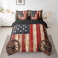 thumbnail image 2 of Homewish Vintage American Flag Bedding Comforter Set 7 Pieces, Old Barn Door Full Bedding Set, Stripes Abstract Ombre Reversible Fitted Sheet Flat Sheet, Breathable Home Decor, 2 of 7