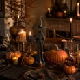 thumbnail image 5 of QLUEWX Halloween Sculpted Black Witch Statue, Resin Gothic Witch Figurine with Broomstick, 10 Inch Vintage Black Witch Sculpture Decor for Tabletop Mantel Shelf Home Holiday Party Decoration, 5 of 8