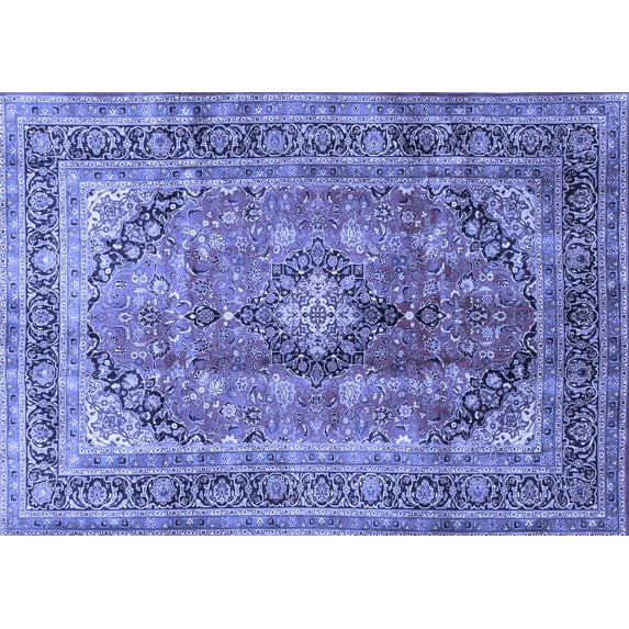 Ahgly Company Machine Washable Indoor Rectangle Medallion Blue Traditional Area Rugs, 2' x 4'