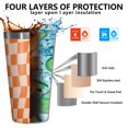 thumbnail image 3 of 16oz Tumblers Orange and White Wavy Checkerboard Pattern Stainless Steel Vacuum Insulated Double Wall Travel Tumbler Cups Mug with Lid and Straw,Cleaning Brush for Coffee,Tea, 3 of 4