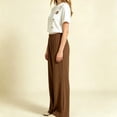 thumbnail image 6 of SERTGUTR Girls' Two Piece Set Short Sleeve Crew Neck Floral Applique Ribbed Texture Pleated Wide Leg Pants Relaxed Fit Summer Casual School Outfit, 6 of 8