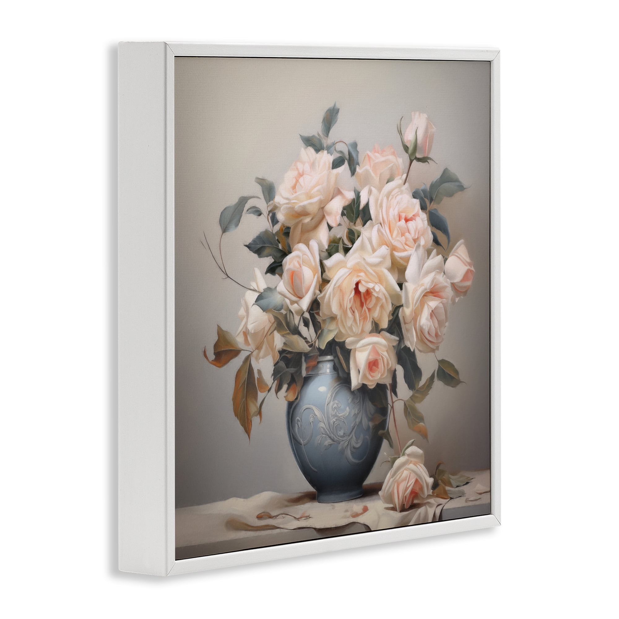 Stupell Industries Rose Paragon Vase White Framed Giclee Art, design by Steve Hunziker