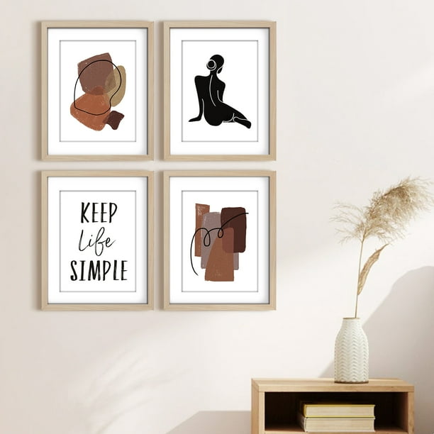 ArtbyHannah 4 Pieces 11x14 inch Modern Abstract Framed Wall Art Set