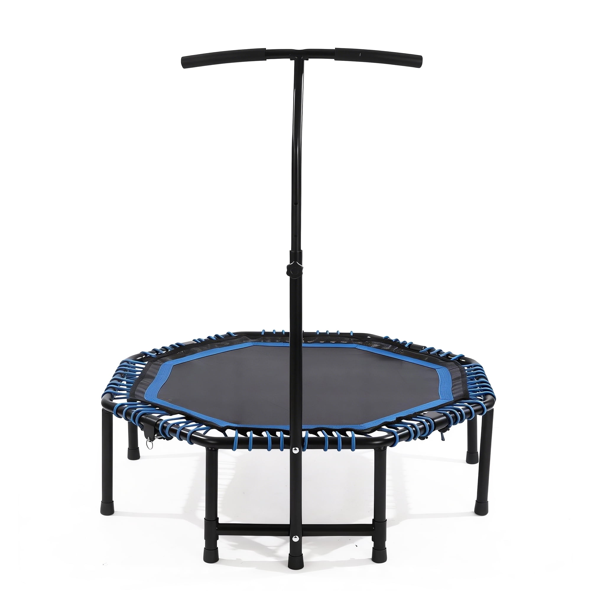 48 Inch Foldable Fitness Trampoline with 3-Level Adjustable Handlebar, Quiet Bungee Rebounder, Max 450lbs Load for Home & Gym Cardio Workout