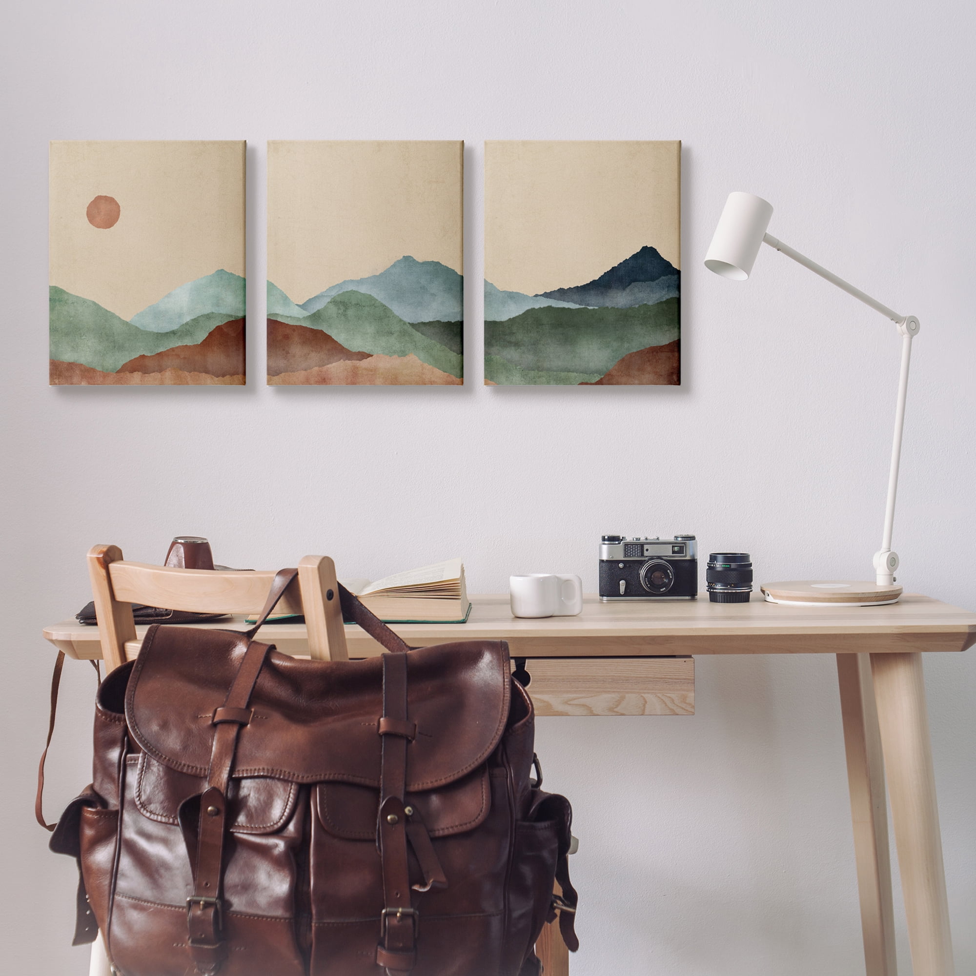 Stupell Abstract Mountains Landscape Moon Landscape Painting Gallery Wrapped Canvas Print Wall Art, Set of 3