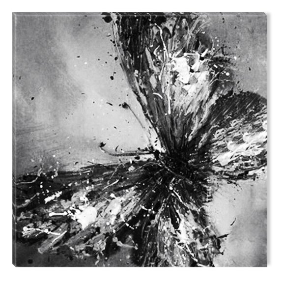 Startonight Canvas Wall Art Black and White Abstract Butterfly Prisma, Dual View Surprise Artwork Modern Framed Ready to Hang Wall Art 100% Original Art Painting 31.50 X 31.50 inch