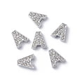 thumbnail image 3 of 20 pc Alloy Initial Slide Charms with Grade A Rhinestones for Personalized Name Necklaces Making Lead Free & Nickel Free Platinum Letter.A 12~13x8~13x4~5mm Hole: 8x2mm, 3 of 4