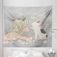 thumbnail image 1 of Dog Lover Tapestry, Girl and Little Puppy Doodle with My Best Friend Calligraphy, Fabric Wall Hanging Decor for Bedroom Living Room Dorm, 5 Sizes, Multicolor, by Ambesonne, 1 of 1
